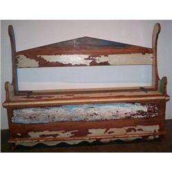 ANTIQUE RUSTIC PRIMITIVE MILK PAINT BENCH PEW  #2152406