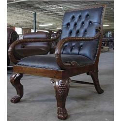 ANTIQUE LIBRARY GOOSE NECK CLUB ACCENT CHAIR  #2152408