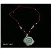 Chinese White Jade Round Ru-Yi Pendant Necklace#2152436