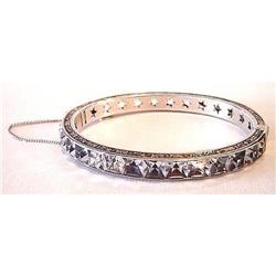 Antique Sterling Silver & Paste Bangle Bracelet#2152484