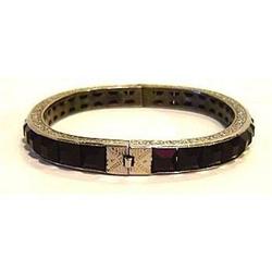 Antique French  Deco Jet  Bangle Bracelet #2152485