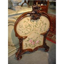 French Walnut Firescreen with Silk #2152512