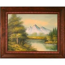 Snow Covered Mountains by E. Loy-landscape oil #2163704