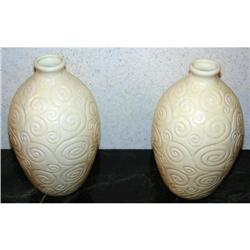 Pair of Olive Grave Vases #2163753