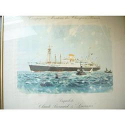 Vintage Nautical Lithograph- Paquebot Claude #2163822