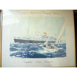 Vintage Nautical Lithograph- Paquebot Louis #2163828