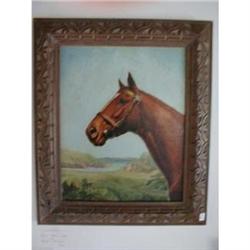 OIL PAINTING HORSE "MAN O'WAR" 1947 HARRIET #2163922