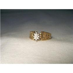 Estate 14K Gold Diamond Floral Engagement Ring #2164188