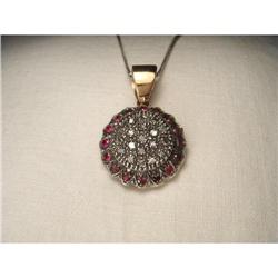 18K Pink Rose Gold Diamond Ruby Pendant #2164190