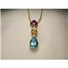 14K YG Amethyst Citrine Topaz Diamond Pendant #2164192