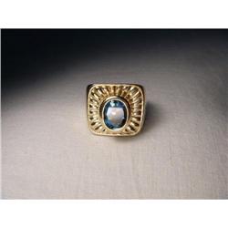 14K YG London Blue Topaz Diamond Mens Ring #2164206