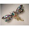 14K Emerald Sapphire Diamond Dragonfly Brooch #2164211