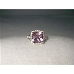 Estate 14K WG MicroPave Diamond Amethyst Ring #2164216