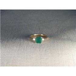 14K YG Gold Princess Cut Emerald Diamond Ring #2164222