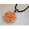 Estate 14K YG Gold Carved Coral Angel Pendant #2164232