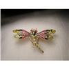 14K Emerald Sapphire Diamond Dragonfly Brooch #2164240