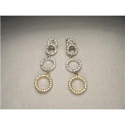 14K Gold 2-Tone Circle Diamond Drop Earrings #2164253