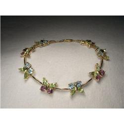 14K 10K YG Amethyst Topaz Peridot Bracelet #2164255