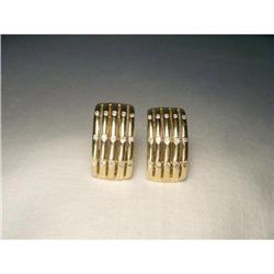 14K YG Gold Diamond Huggie Hoops Earrings  #2164259