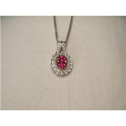 14K WG Gold Ruby Diamond Filigree Pendant #2164286