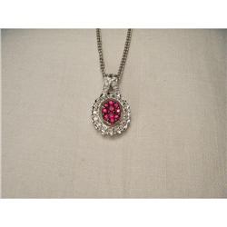 14K WG Gold Ruby Diamond Filigree Pendant #2164286