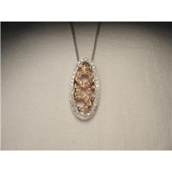 14K WG Pink Rose Gold Floral Diamond Pendant #2164287