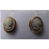 Image 1 : Estate Shell Cameo Earrings Yellow Gold Post #2164401