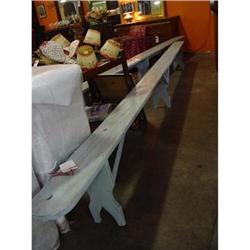 Pair of long benches pine C.1900 #2164492