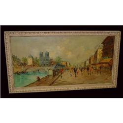 Paris Scene Oil Painting Seine River Notre Dam #2164519