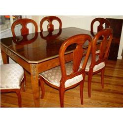 Antique Style Dinning Table 6 Chairs Bronze #2164526