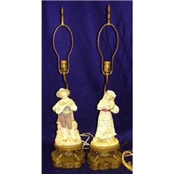 Italian or French Figural Lamps Boy Girl Gypsy #2164527