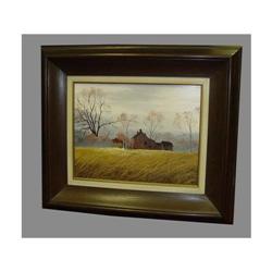 Farm Barn Scene Landscape Oil Painting Signed #2164530