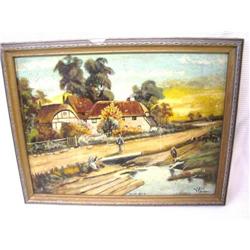 William Lade  Days End Oil on Board Painting #2164651