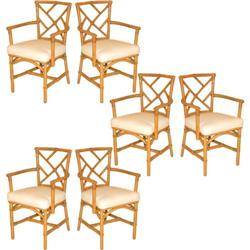 Set of 6 Chinese Chippendale Rattan Chairs #2186155