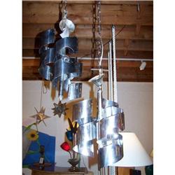 Pair Swirling Chrome Hanging Lamps-vintage #2186649