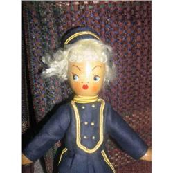 7" Polish Wooden Doll Bellhop in blue #2125656