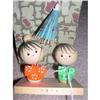 Image 1 : Wood head Chinese dolls on base Mint in Box #2125670