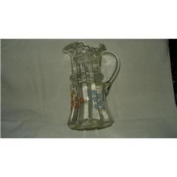 Unusual Handpainted Vintage Blown Glass Pitcher#2125874