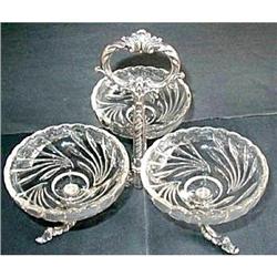 Epergne 3 Bowl Relish Ornate Metal #2125916