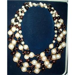 Vintage 4 Strand Art Glass Bib Necklace #2125926