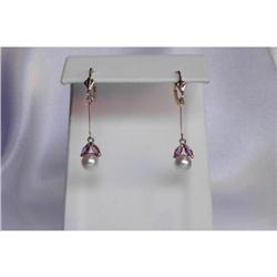 Pearl and Ruby Fancy Leverback Dangle Earrings #2125932