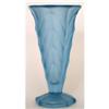 Blue Satin Art Deco Pressed Glass Chevron Vase #2126065