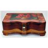 Image 1 : Curved Cedar Jewelry Box Flower Picture on Top #2126100