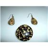 Image 1 : Gold Fleck Pin and Earring Set #2126162