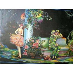 old vintage 1920s ART DECO HARLEQUIN print #2126211