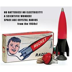 old vintage CRYSTAL ROCKET RADIO mini toy kit #2126212