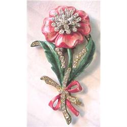 Enamel and rhinestone floral fur clip #2126475