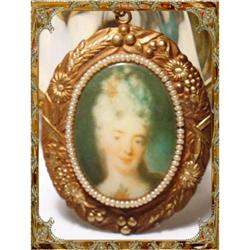 Vintage Victorian portrait seed pearl NEcklace #2126510