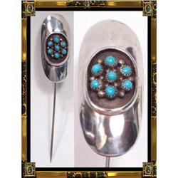 vintage Zuni sterling Turquoise BIG stickpin #2126512