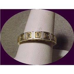 Modern 2 tone Gold Band Ring with 5 Diamonds  #2126766